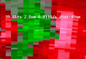 Storm-relative velocity graphic associated with tornado from previous image. 