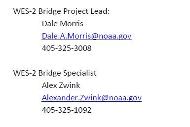 WES-2 Bridge Support Information