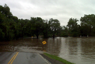 Flooded roads