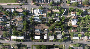 Aerial view of neighborhood