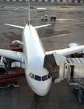 Plane loading on a rainy day