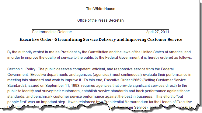 Executive Order--Streamlining Service Delivery and Improving Customer Service