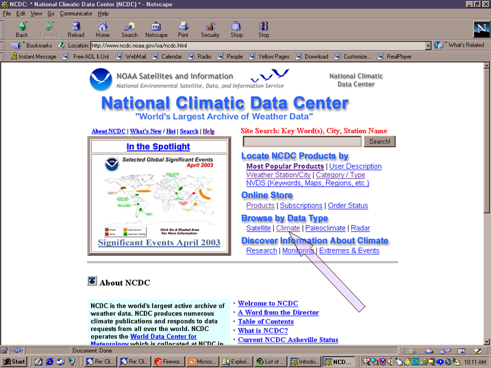 Image of NCDC main page