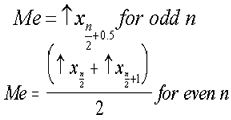 Formula s for Median for odd and even series length