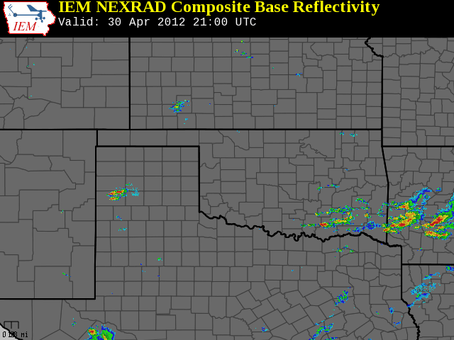 Animation showing composite loop of base reflectivity for April 30th case